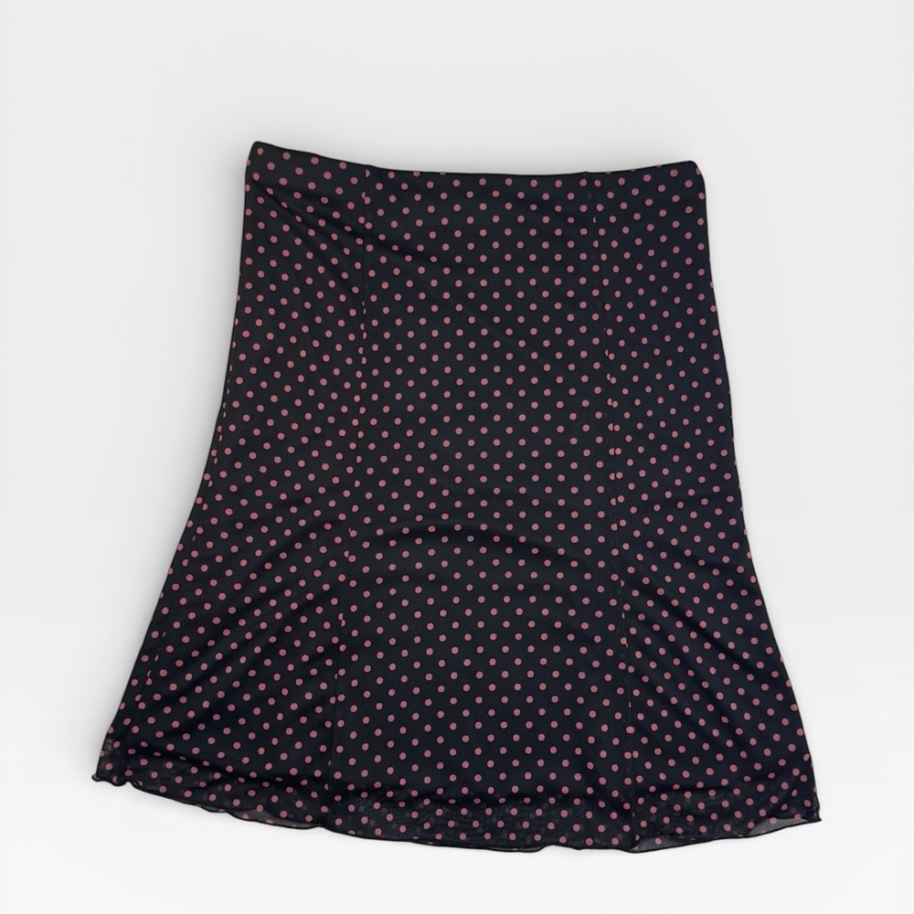 Express Knee Length Black and Pink Polka Dots Skirt XSMALL - Picture 4 of 4